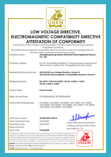 Porcellana GuangDong Heng AnShun Electrical Power Equipment Service Co., Ltd. Certificazioni